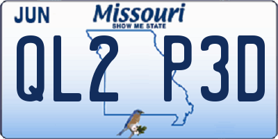 MO license plate QL2P3D