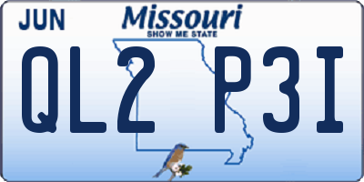 MO license plate QL2P3I