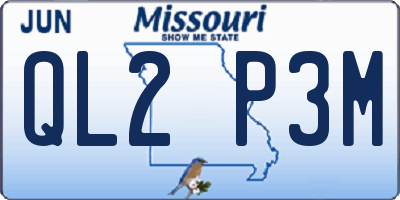 MO license plate QL2P3M