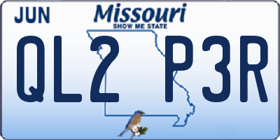 MO license plate QL2P3R