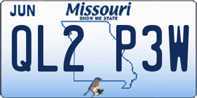 MO license plate QL2P3W