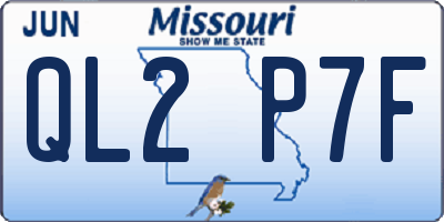 MO license plate QL2P7F