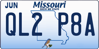 MO license plate QL2P8A