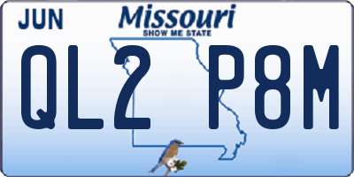 MO license plate QL2P8M