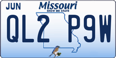 MO license plate QL2P9W