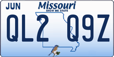 MO license plate QL2Q9Z