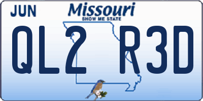 MO license plate QL2R3D