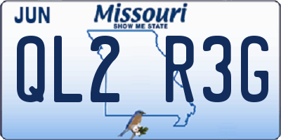 MO license plate QL2R3G