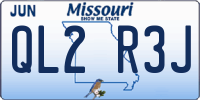 MO license plate QL2R3J