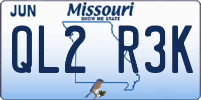 MO license plate QL2R3K