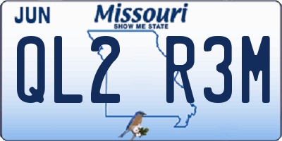 MO license plate QL2R3M