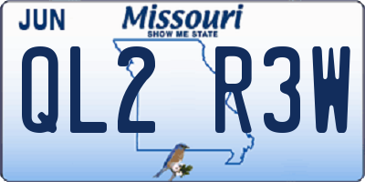 MO license plate QL2R3W