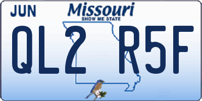 MO license plate QL2R5F