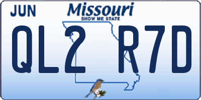 MO license plate QL2R7D