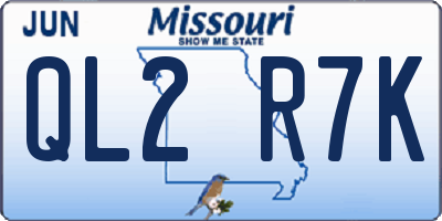 MO license plate QL2R7K