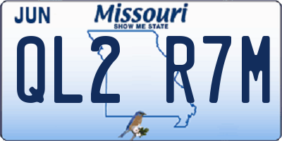 MO license plate QL2R7M
