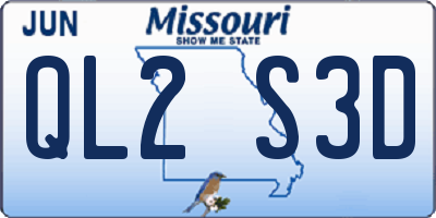 MO license plate QL2S3D
