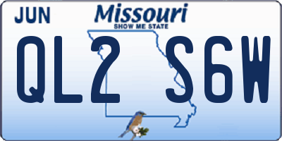 MO license plate QL2S6W