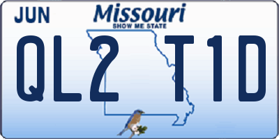 MO license plate QL2T1D
