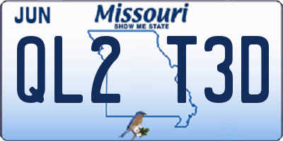 MO license plate QL2T3D