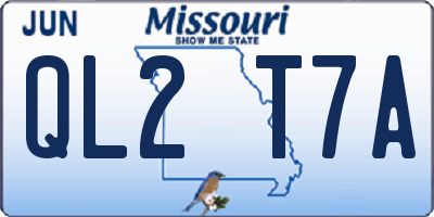MO license plate QL2T7A