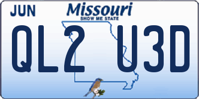 MO license plate QL2U3D