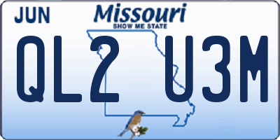 MO license plate QL2U3M