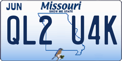 MO license plate QL2U4K