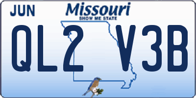 MO license plate QL2V3B