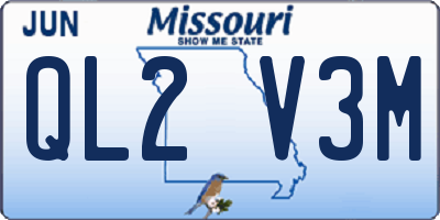 MO license plate QL2V3M