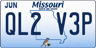 MO license plate QL2V3P