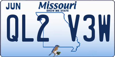 MO license plate QL2V3W
