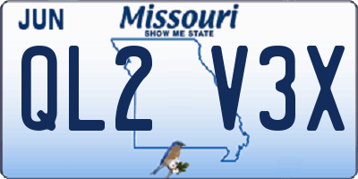 MO license plate QL2V3X