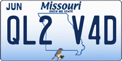 MO license plate QL2V4D