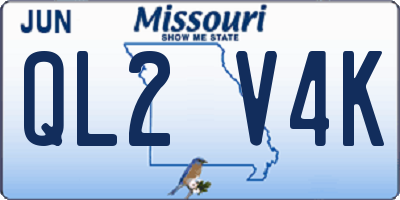 MO license plate QL2V4K