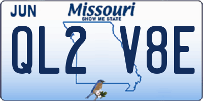 MO license plate QL2V8E