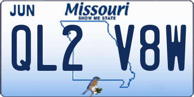MO license plate QL2V8W
