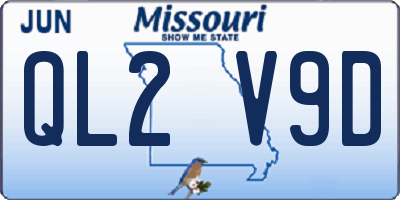 MO license plate QL2V9D