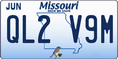 MO license plate QL2V9M