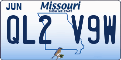 MO license plate QL2V9W