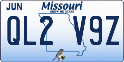 MO license plate QL2V9Z