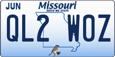 MO license plate QL2W0Z