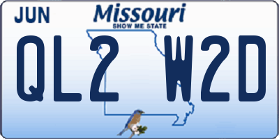 MO license plate QL2W2D
