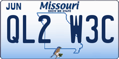 MO license plate QL2W3C
