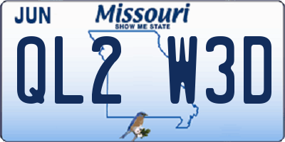 MO license plate QL2W3D