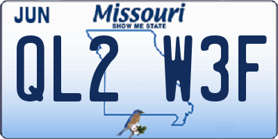 MO license plate QL2W3F