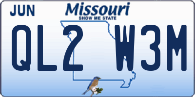 MO license plate QL2W3M
