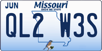 MO license plate QL2W3S