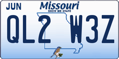 MO license plate QL2W3Z