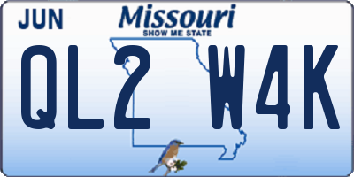MO license plate QL2W4K